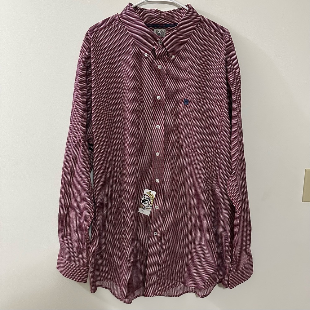 Cinch Men's Print Burgundy Red Long Sleeve Button Down Western Shirt Sz‎ XXL NWT